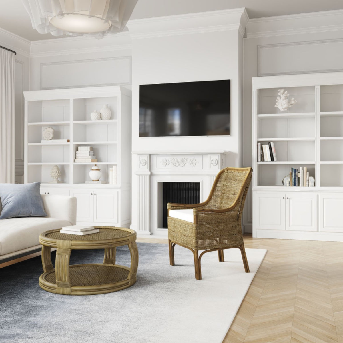 Hamptons Library Bookcase 180cm - White