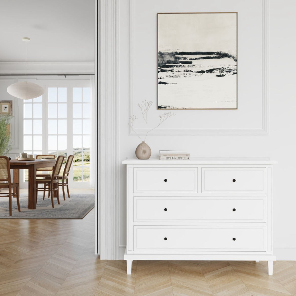 Hamptons 4 Drawer Chest - White