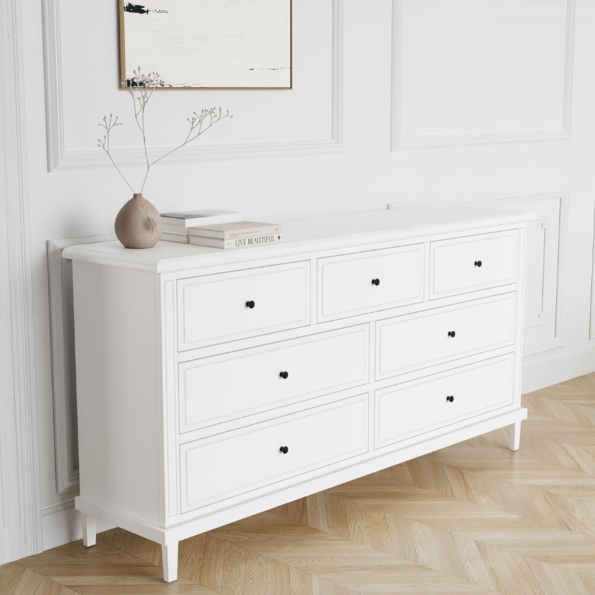 Hamptons 7 Drawer Chest - White