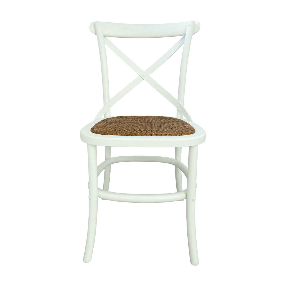 Hamptons Cafe Chair - White / Rattan Seat