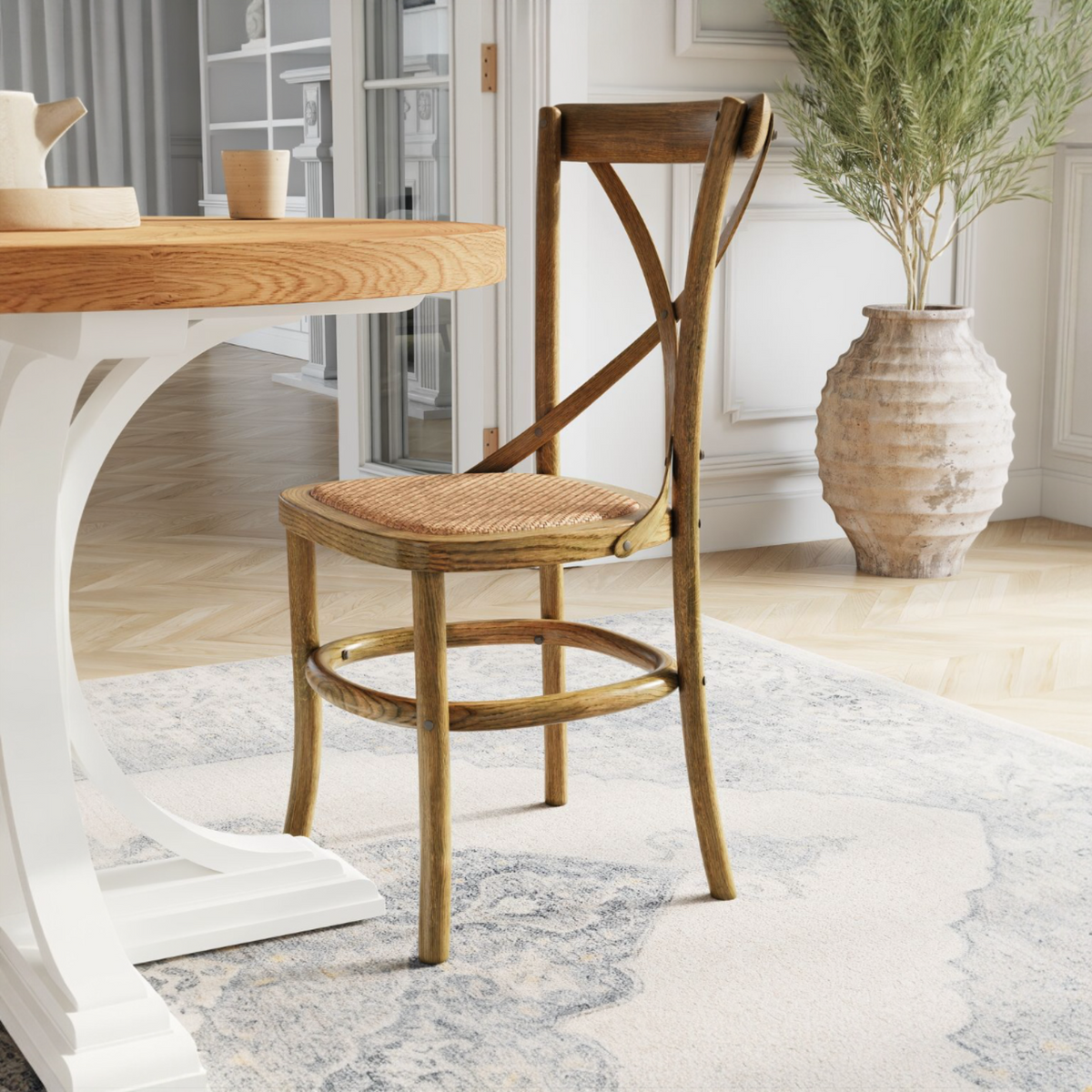 Hamptons Cafe Chair - Oak / Rattan Seat