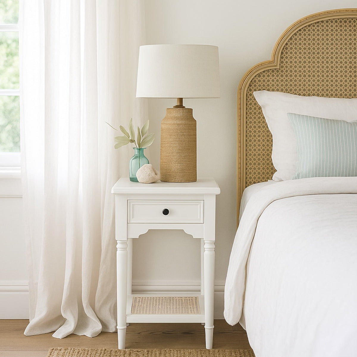 Hamptons Lamp Table - White