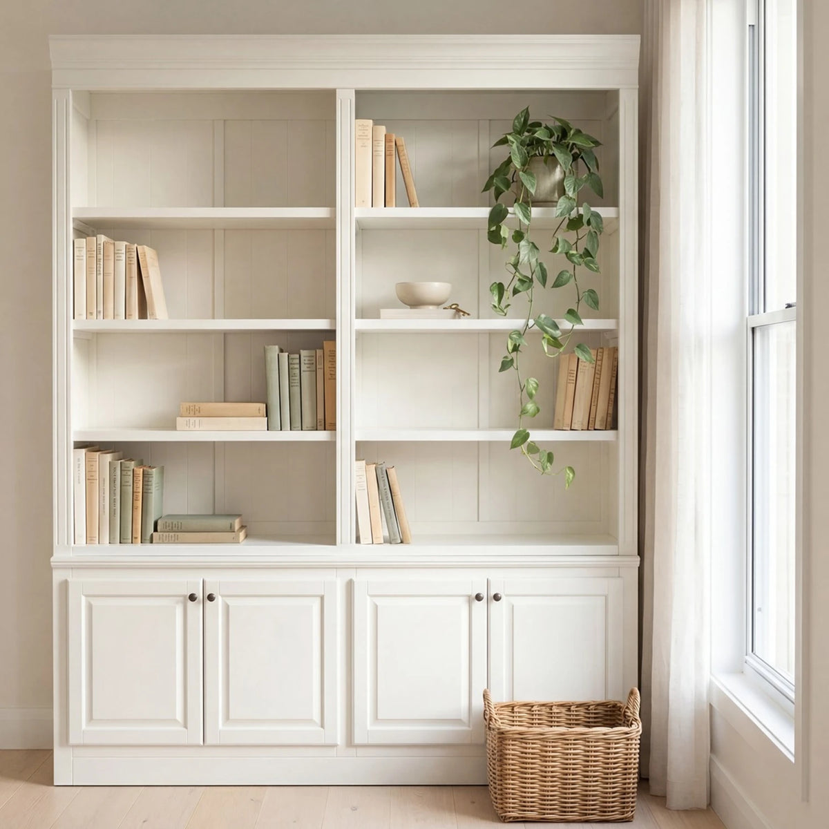 Hamptons Library Bookcase 180cm - White