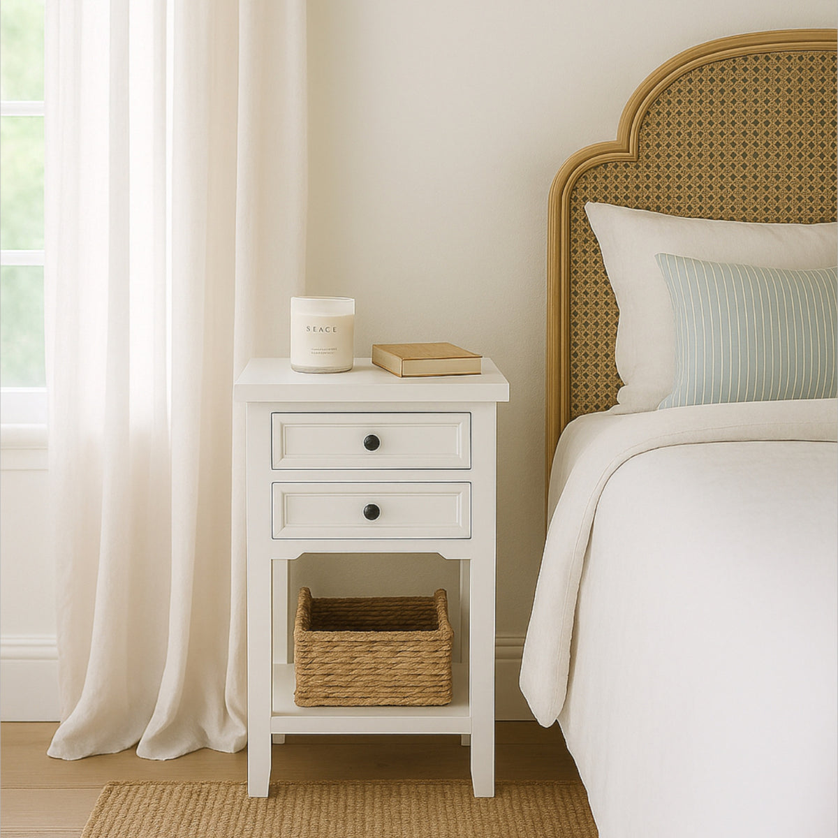 Hamptons Narrow Side Table - White
