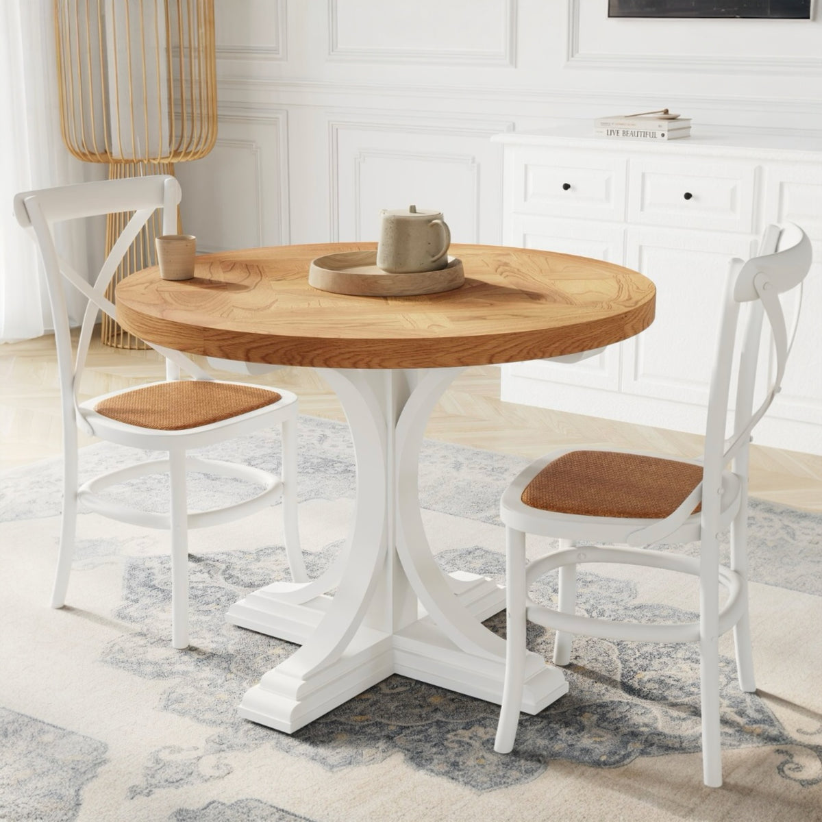 Hamptons Cafe Chair - White / Rattan Seat