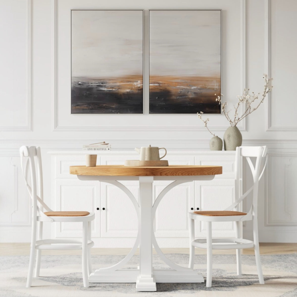 Hamptons Round Dining Table 100cm - White