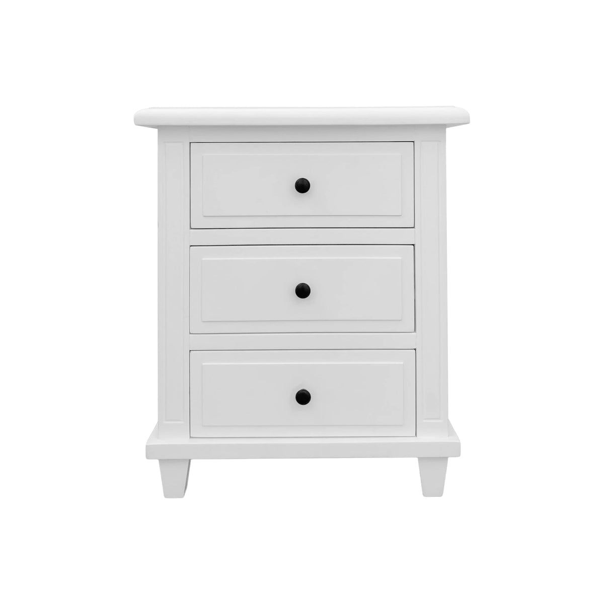Hamptons 3 Drawer Bedside Table - White