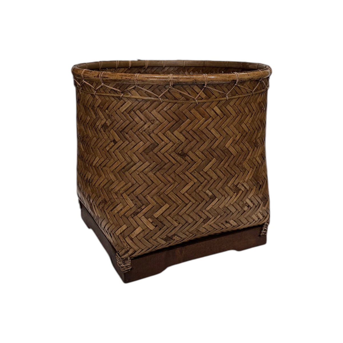 Herringbone Weave Basket Planter Bamboo - Large