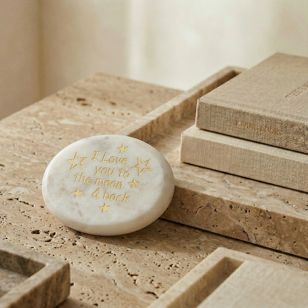 Marble Heart Paperweight - I Love You To The Moon