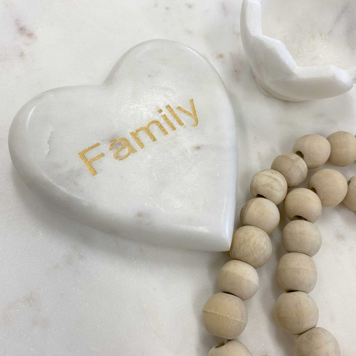 Marble Heart Paperweight Large - Family