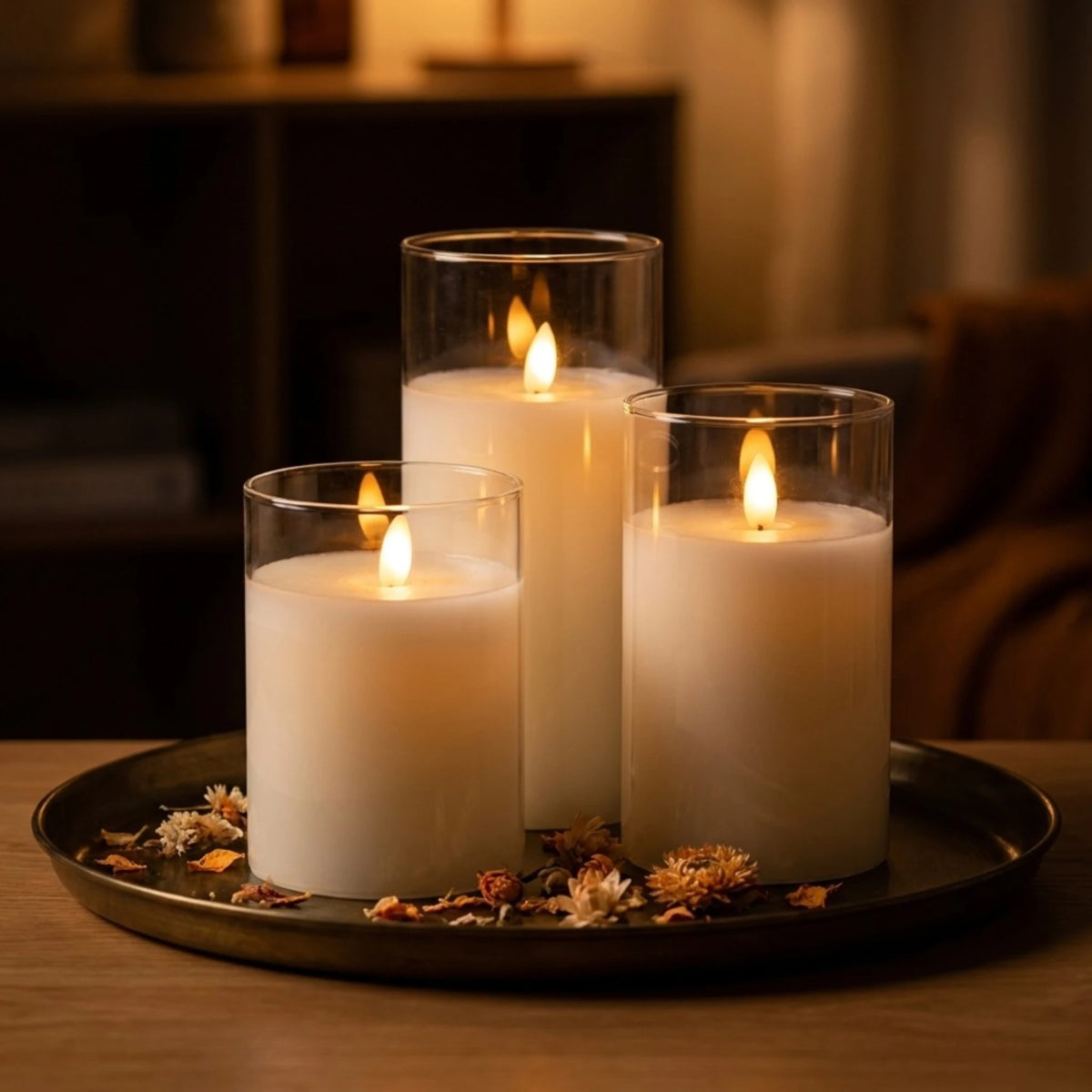 LED Candle with Remote Set of 3 - White