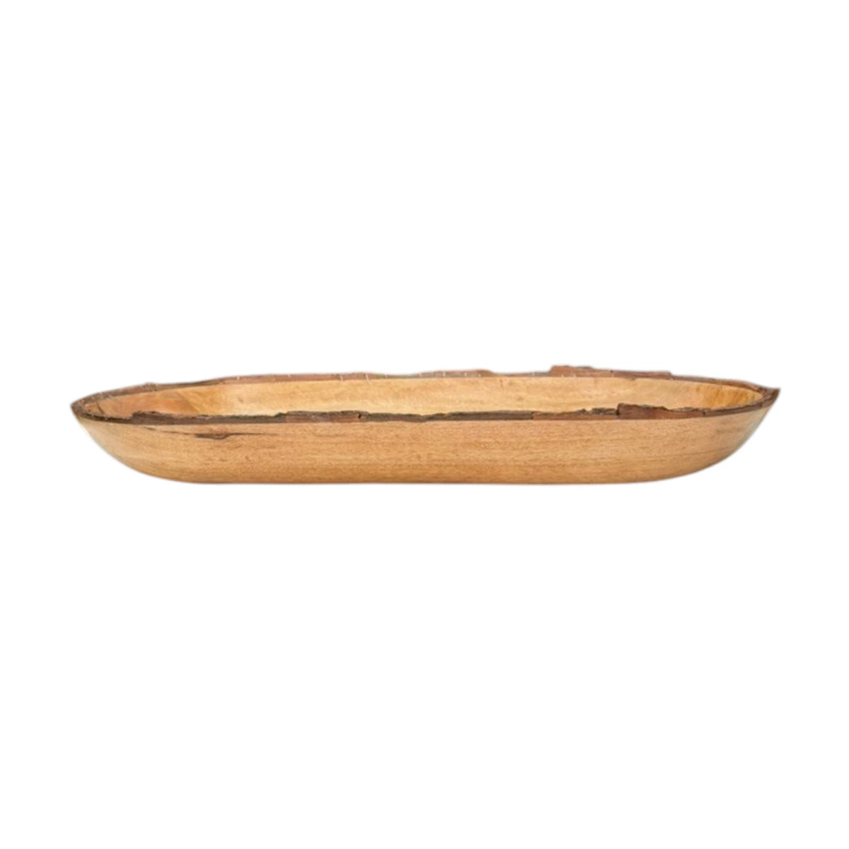 Long Wooden Bark Edge Bowl