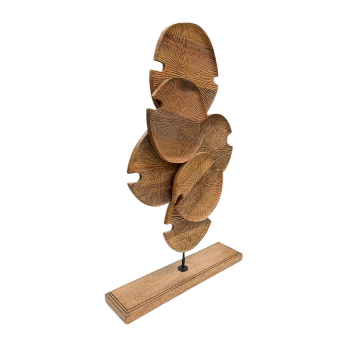 Lotus Carved Timber Decor on Stand