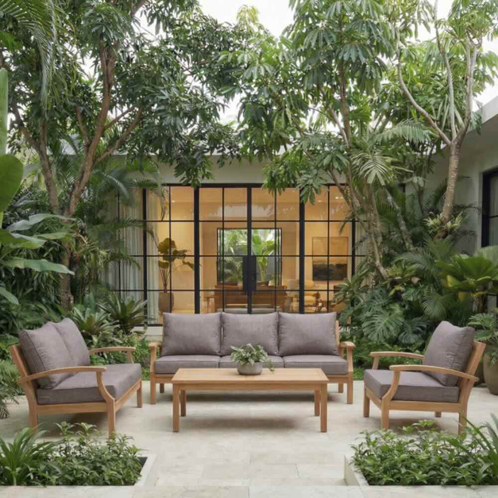 Lanai 3 Seater Outdoor Lounge - Teak / Dove