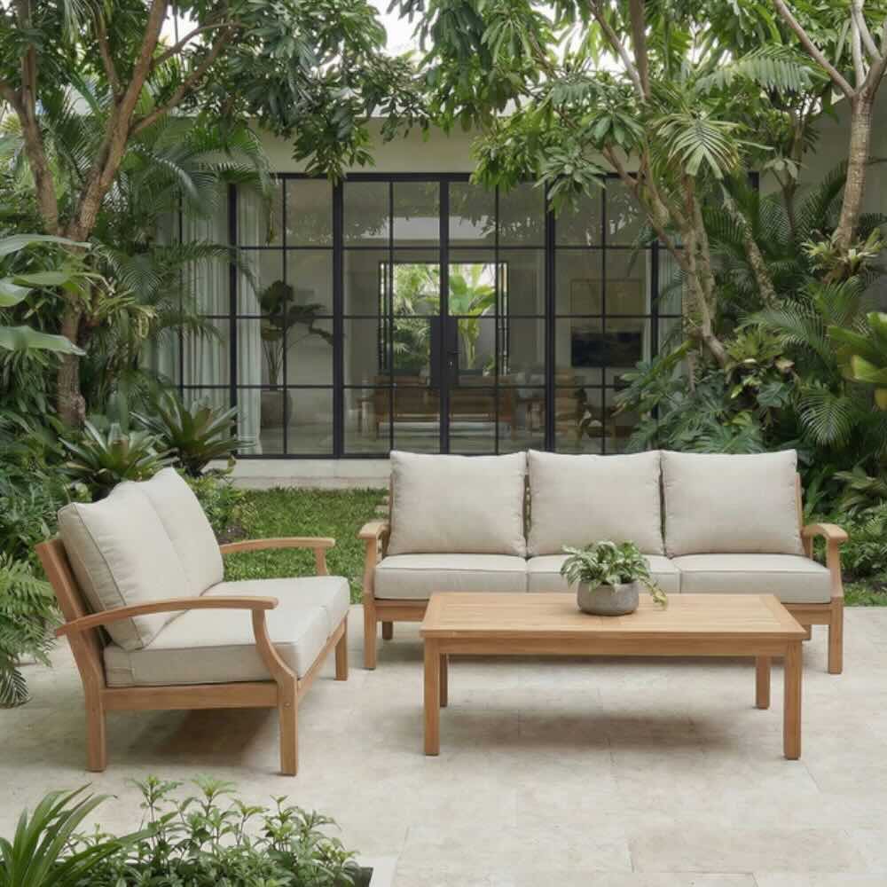 Lanai 2 Seater Outdoor Lounge - Teak / Wheat
