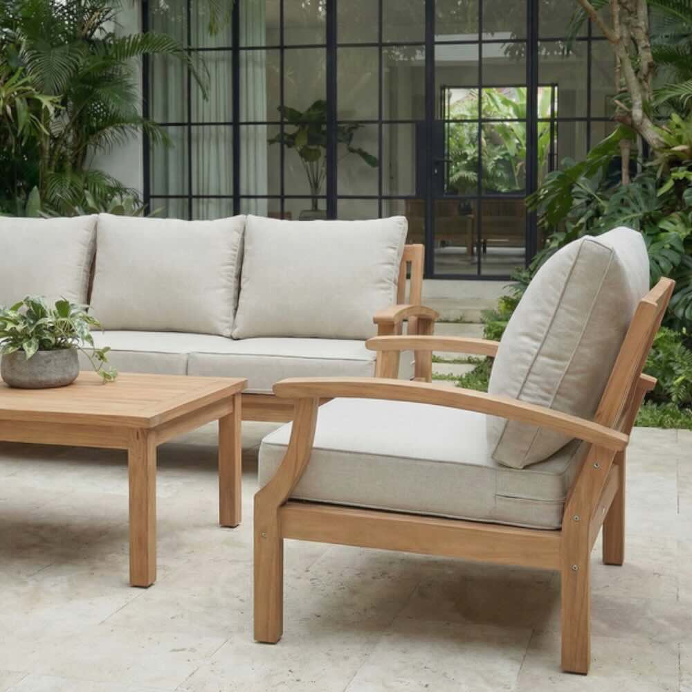 Lanai 2 Seater Outdoor Lounge - Teak / Wheat