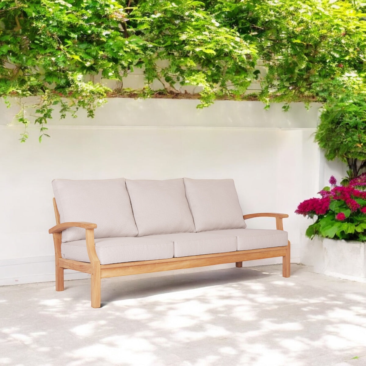 Lanai 3 Seater Outdoor Lounge - Teak / Wheat