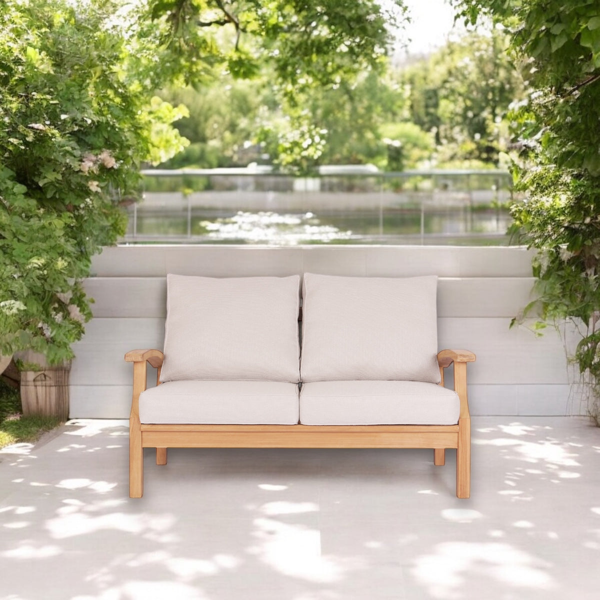 Lanai 2 Seater Outdoor Lounge - Teak / Wheat