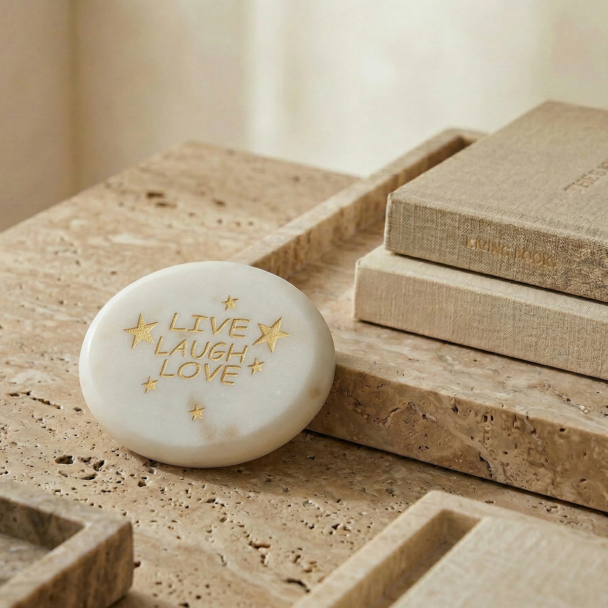 Marble Heart Paperweight - Live Laugh Love