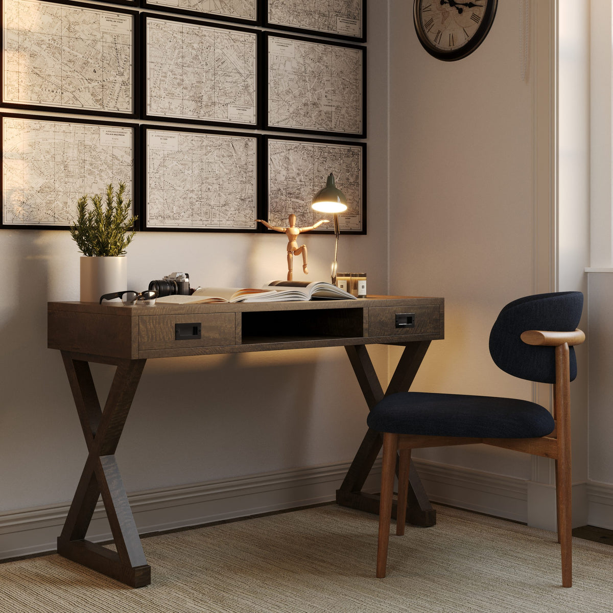 New York Cross Leg Desk 120cm - Mango Wood