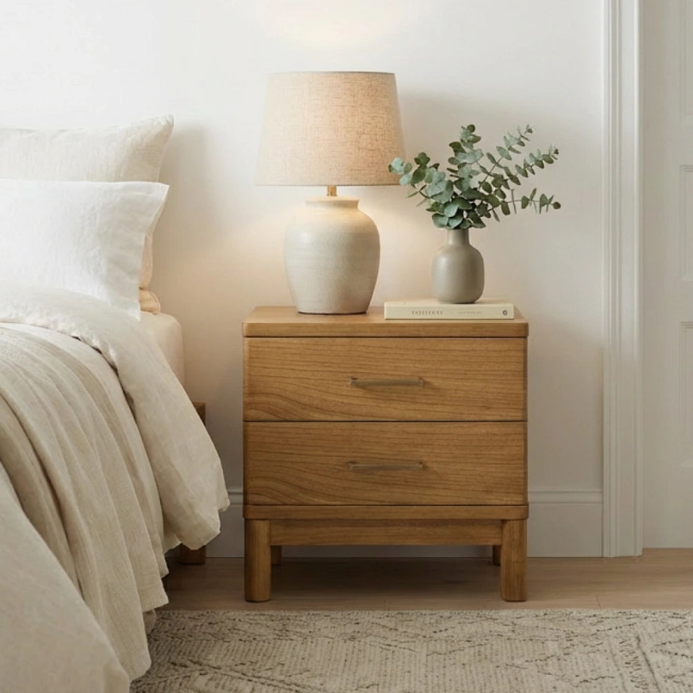 Noto 2 Drawer Bedside Table - Natural