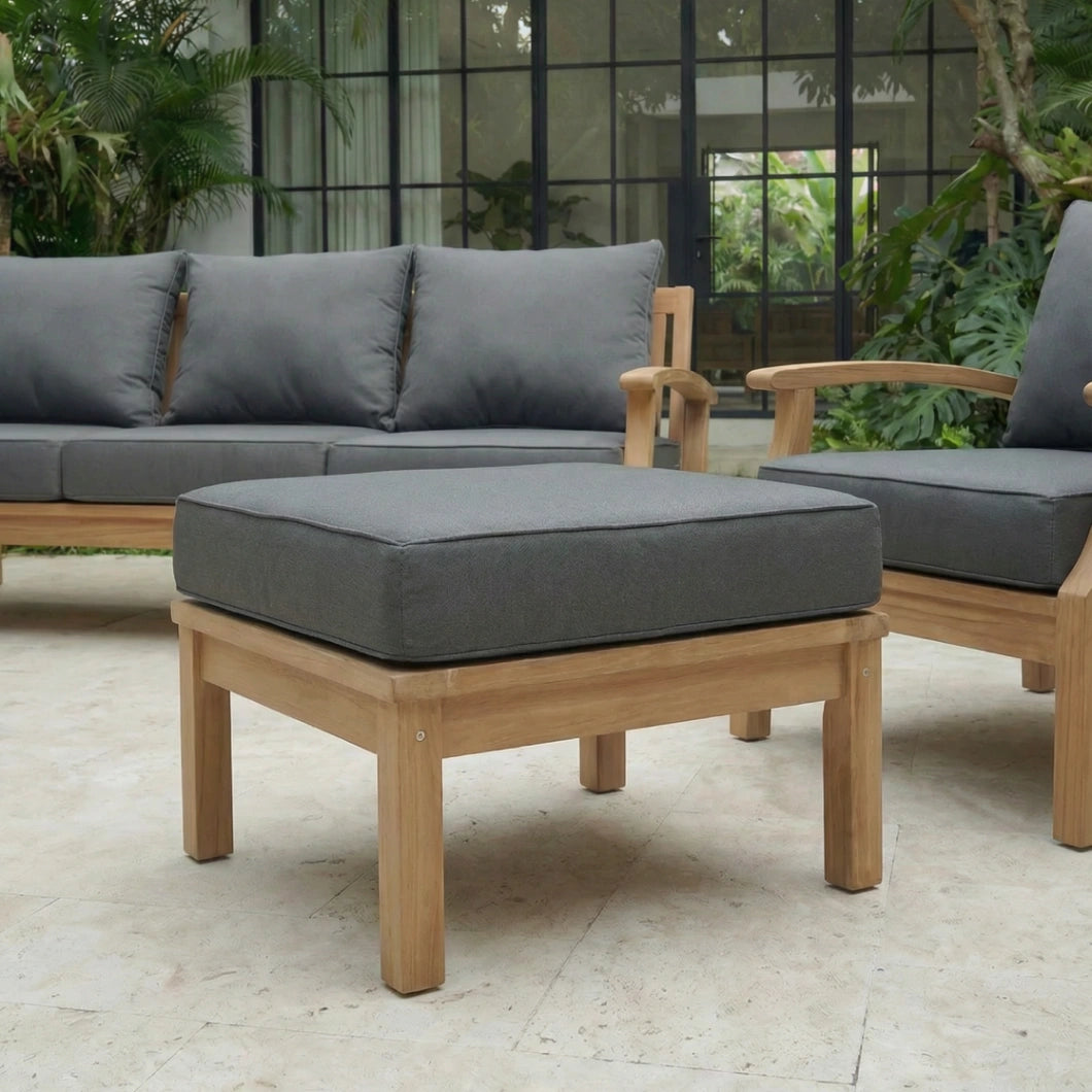 Lanai Outdoor Ottoman - Teak / Grey