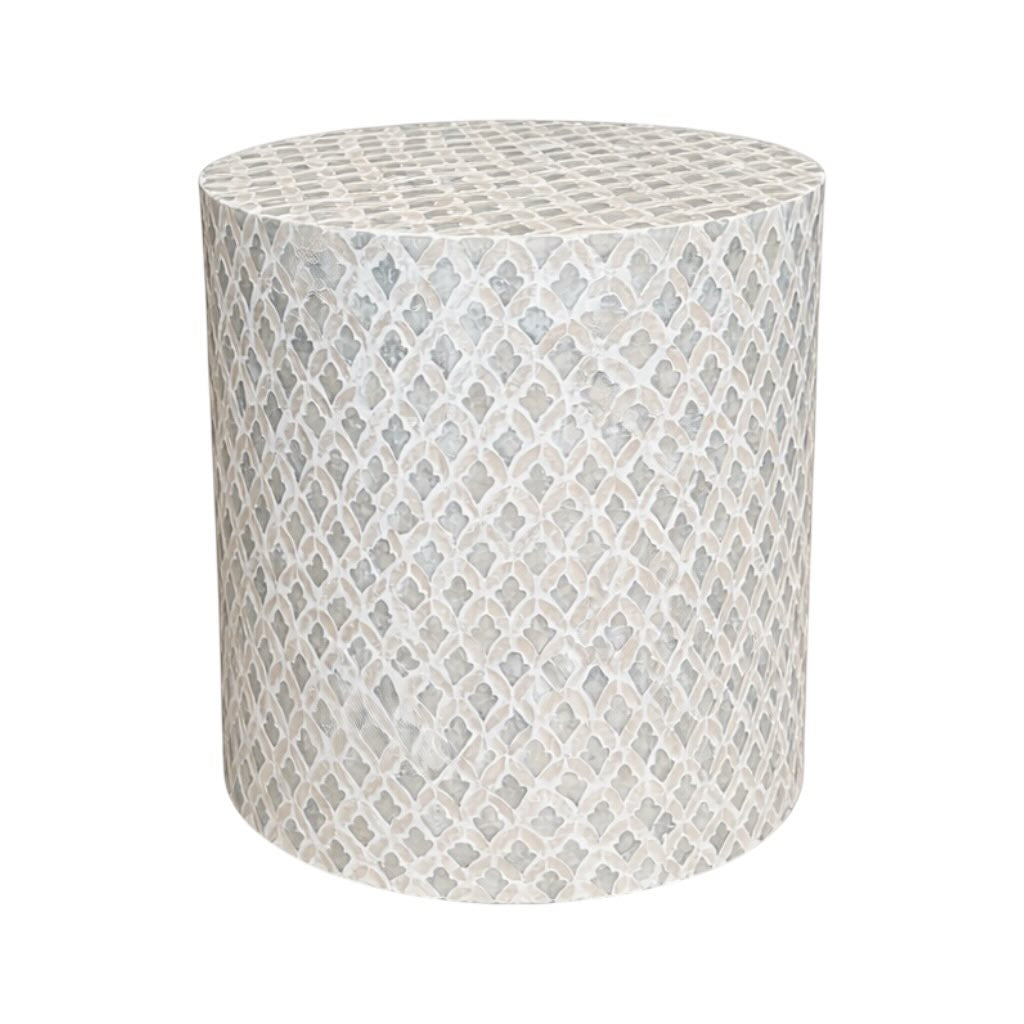 Capiz Drum Side Table - Pebble Beach