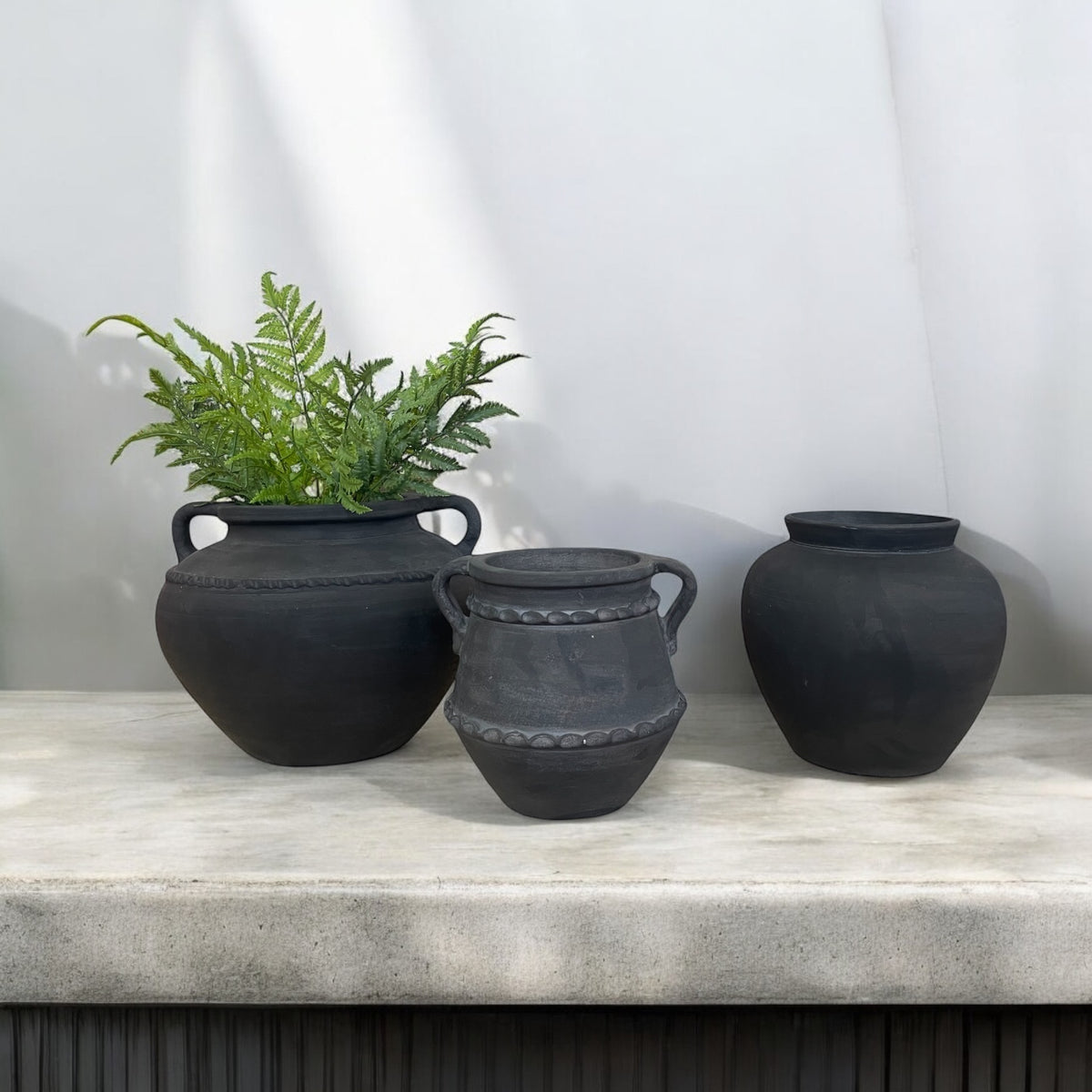 Pera Black Terracotta Vase