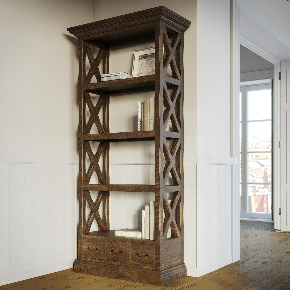 Phoenix Narrow Bookcase - Mango Wood