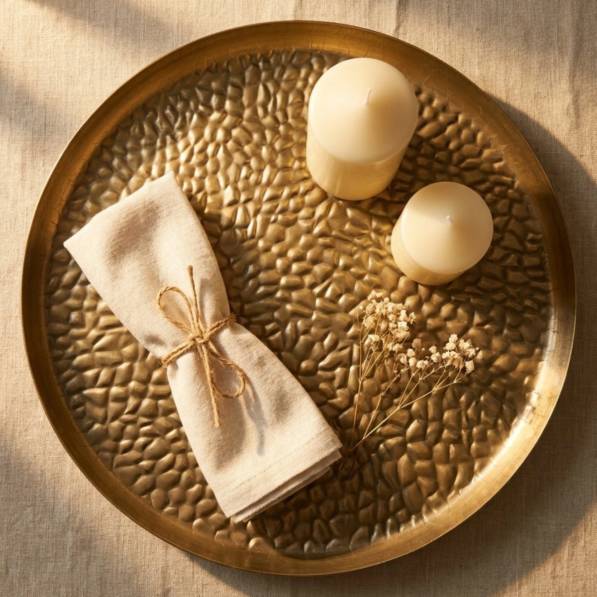 Mezi Embossed Tray - Brass