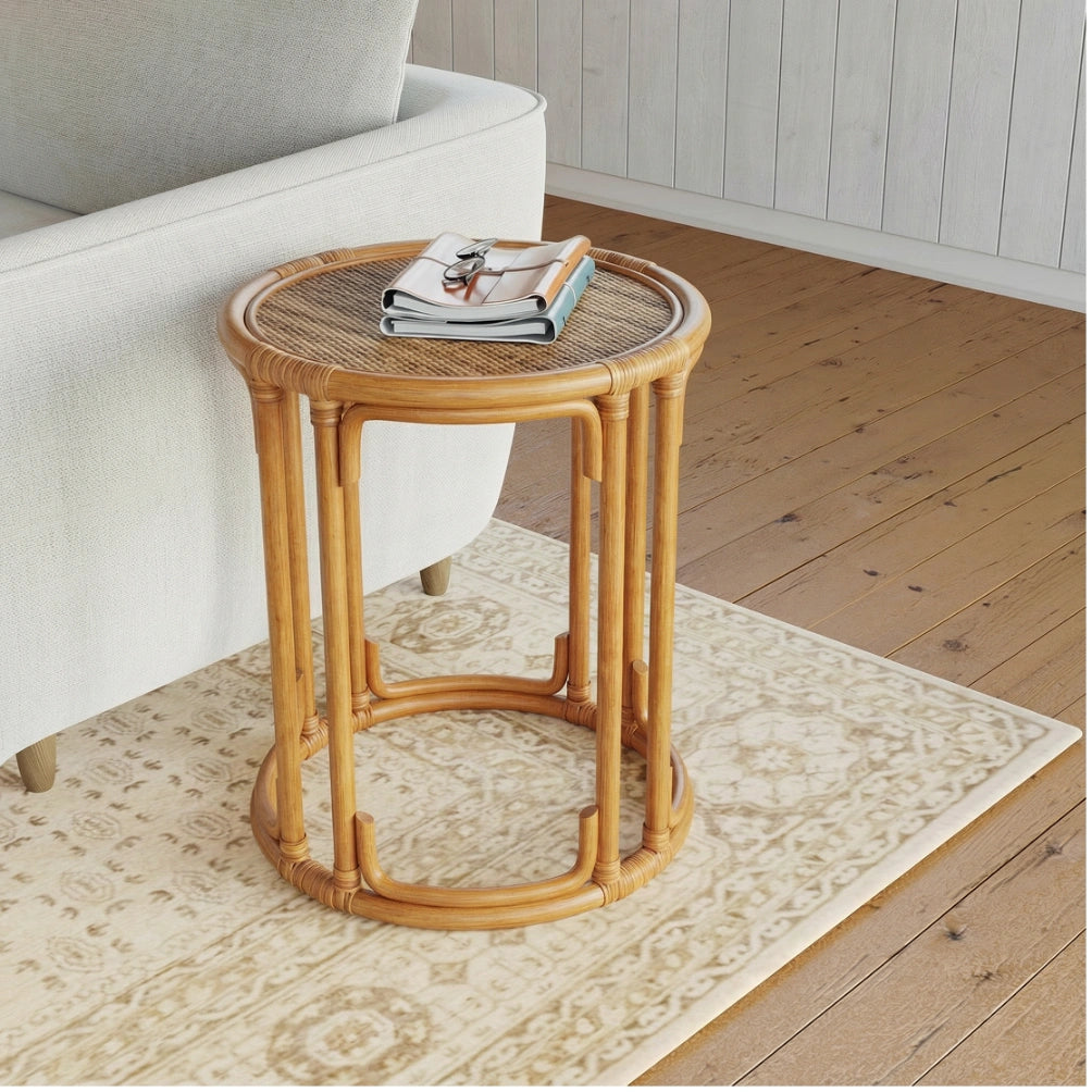 Raffles Rattan Round Side Table - Natural