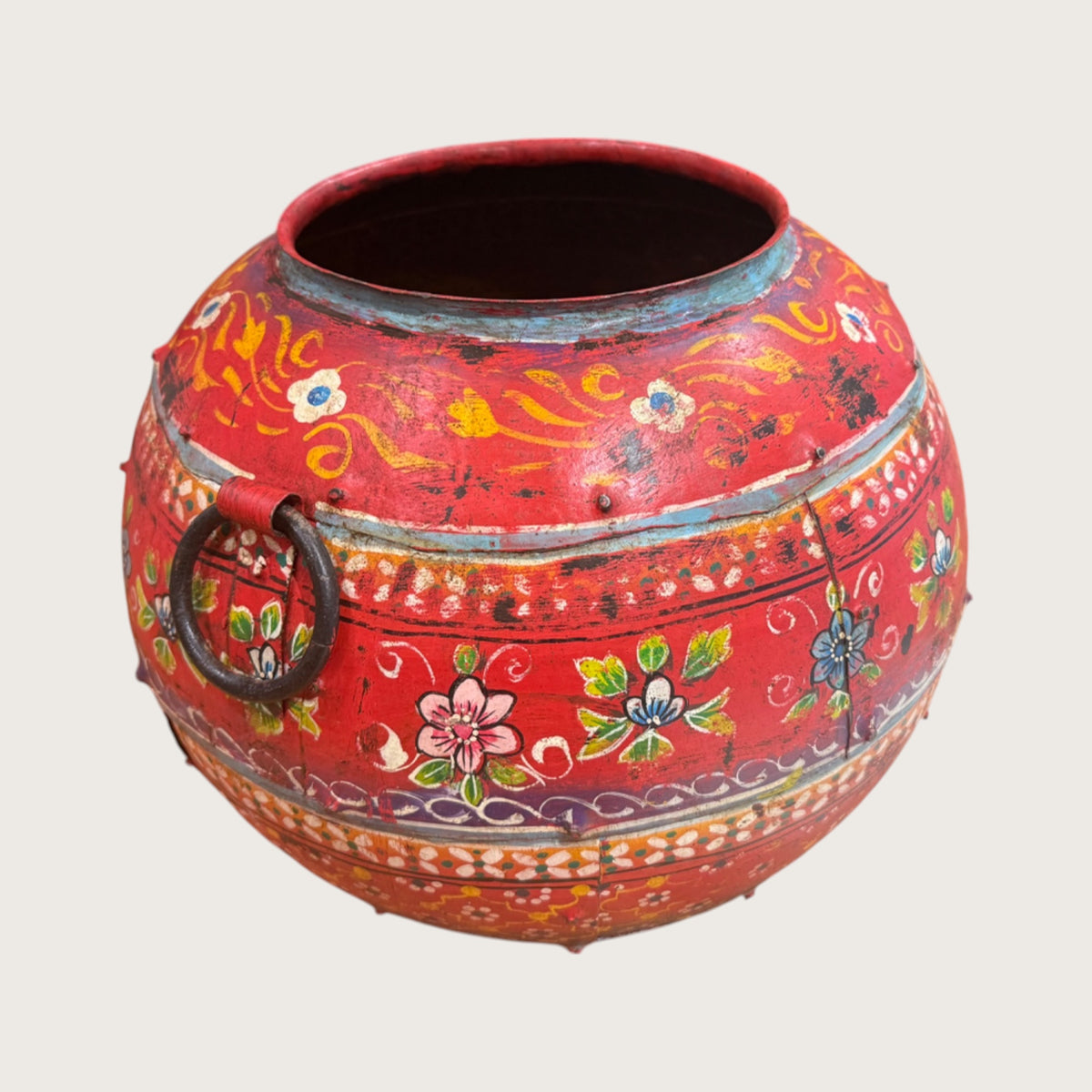 Red Painted Urn - Medium