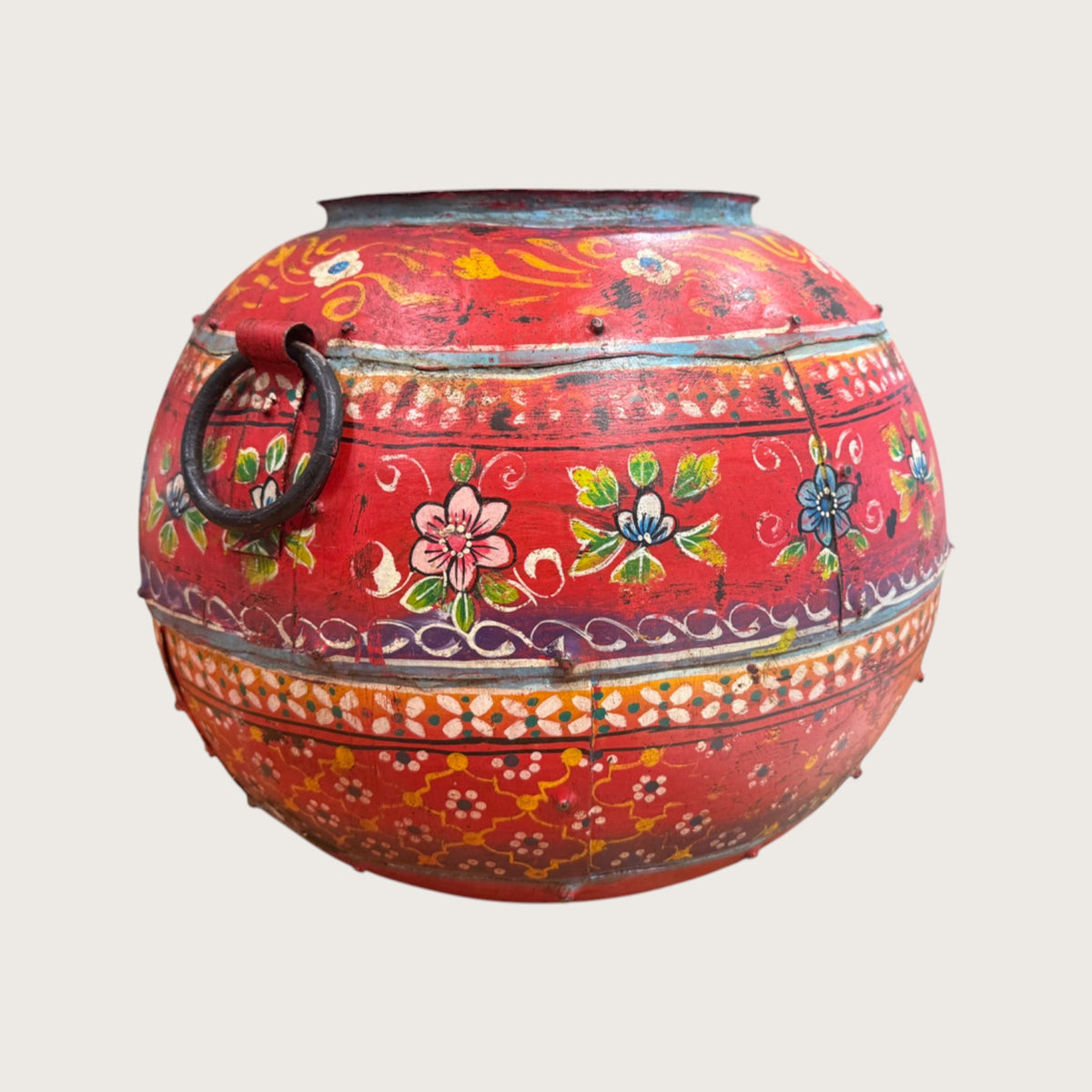 Red Painted Urn - Medium