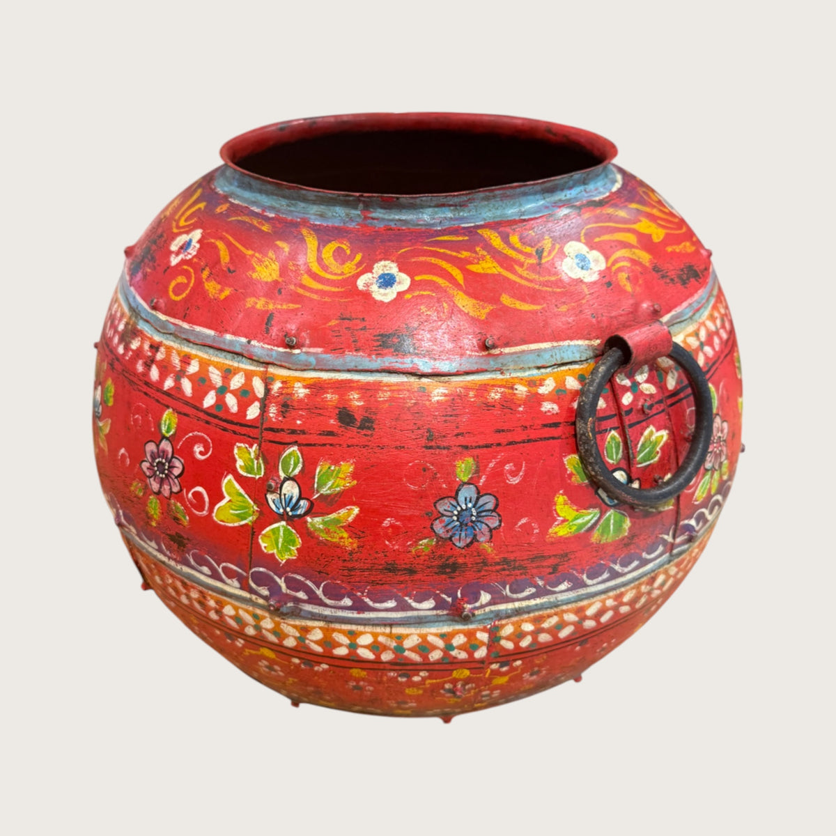 Red Painted Urn - Medium
