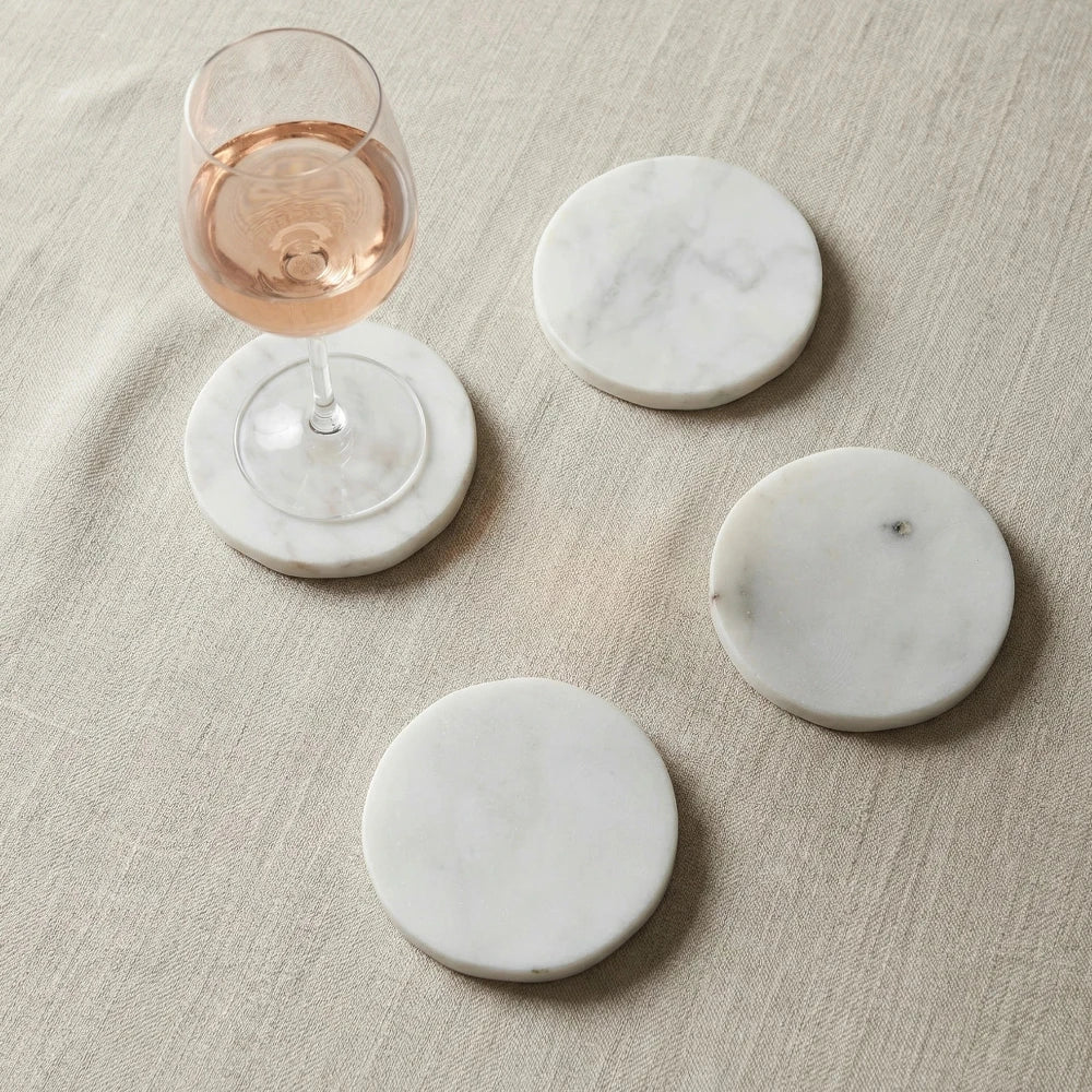 Round Marble Coasters - Set of 4