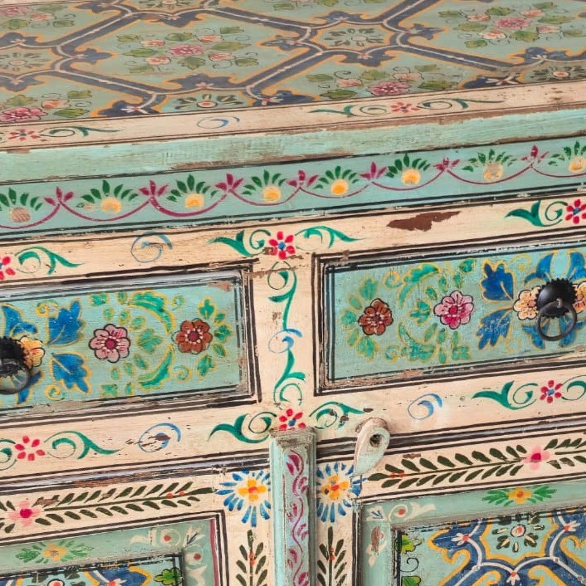 Jaipur Indian Painted Timber Sideboard