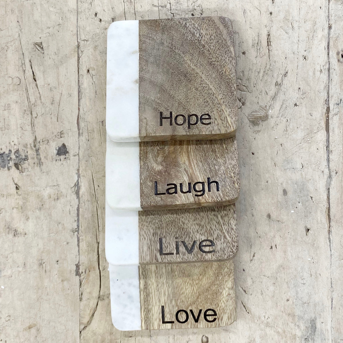 Live Love Laugh Hope Marble Coasters - Set of 4