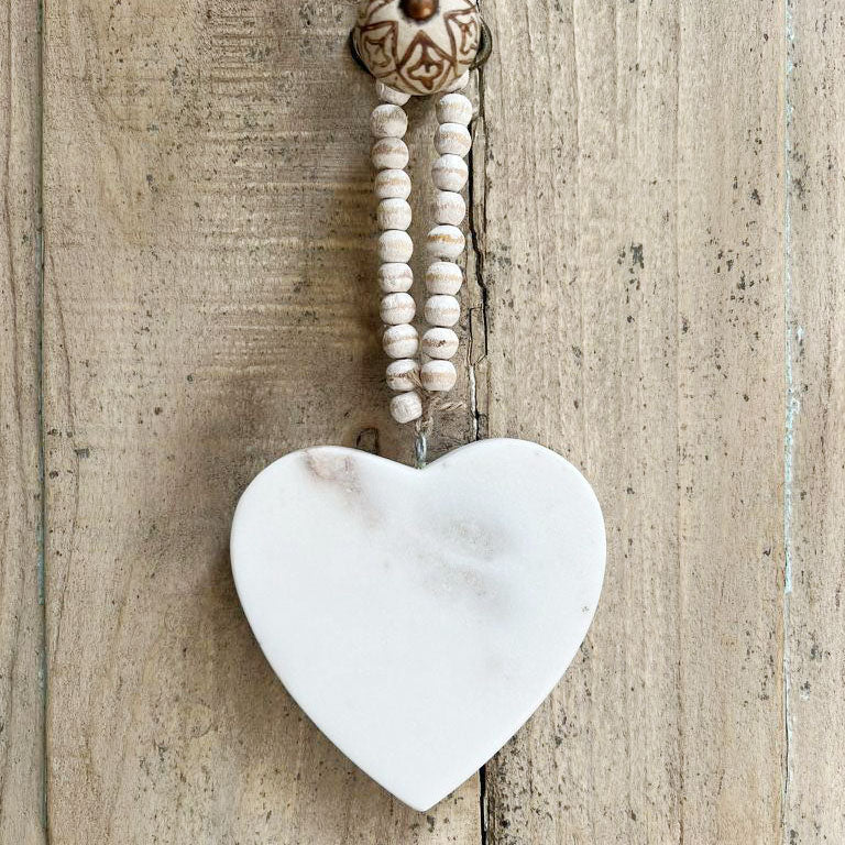 White Marble Heart on Mini Beads