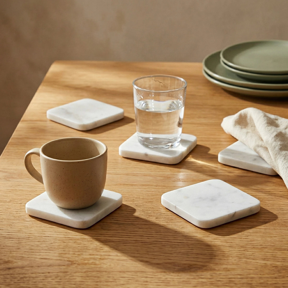 Square Marble Coasters - Set of 4