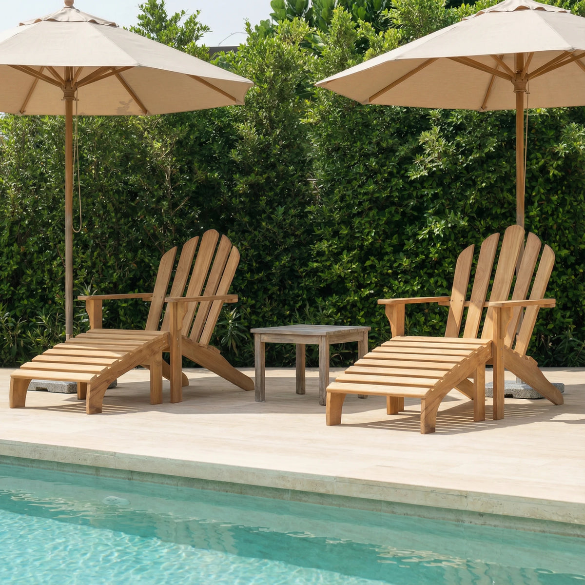 Adirondack Chair with Footstool - Teak