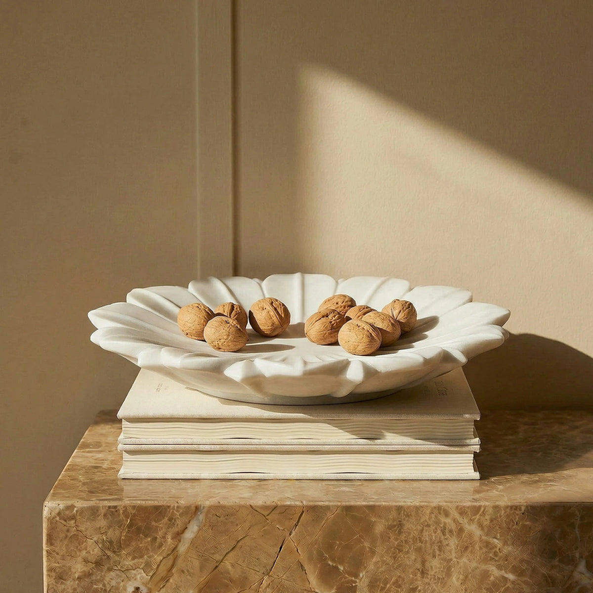 Vajra White Marble Bowl - 30cm