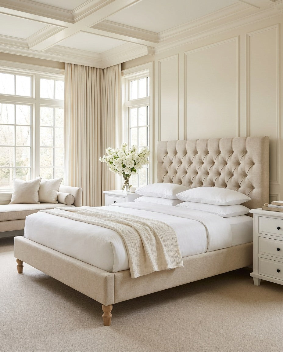 Valentina King Bed Frame - Linen