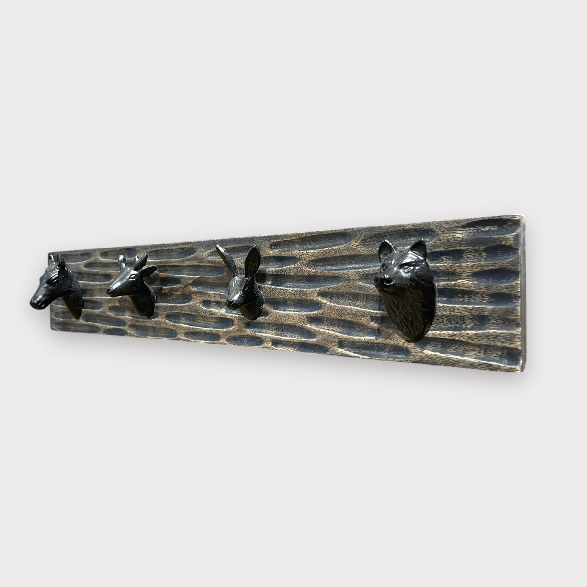 Woodland Animal 4 Hook - Grey Wash