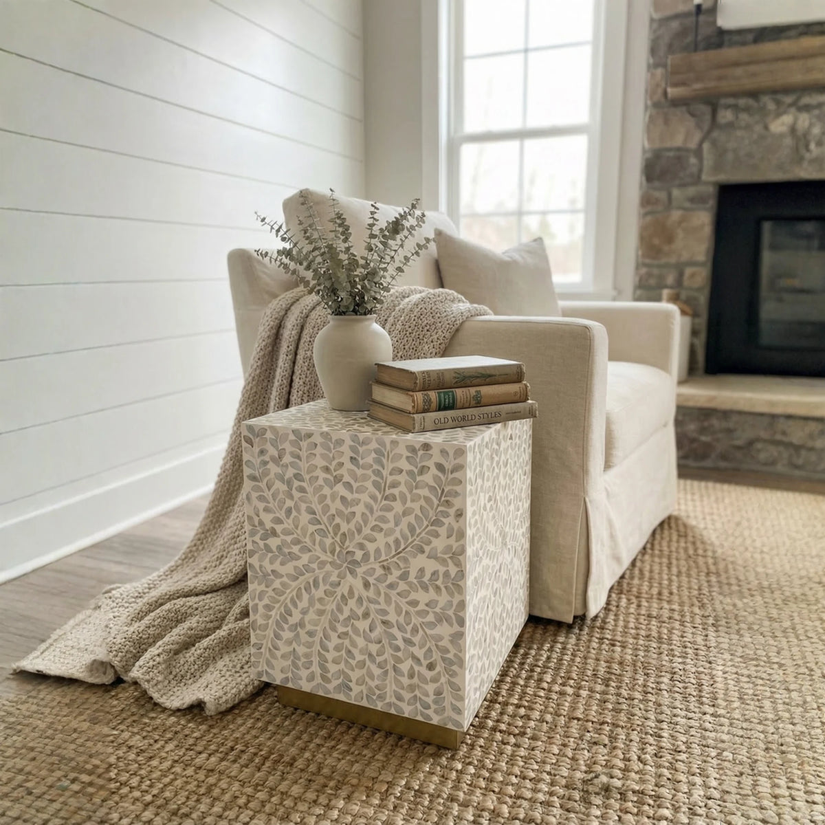 Capiz Square Side Table - Wisteria