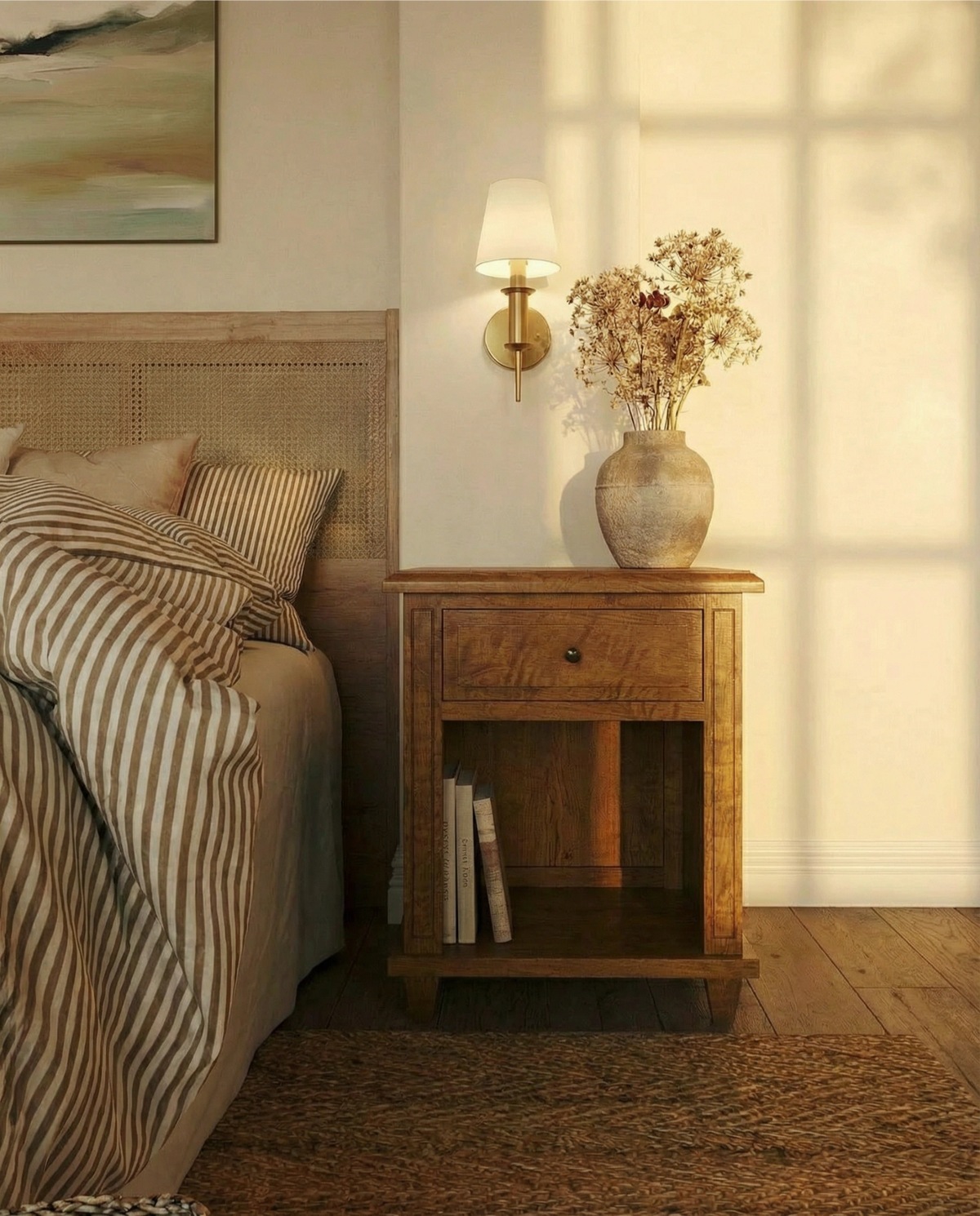 Brittany Open Bedside Table - Mango Wood