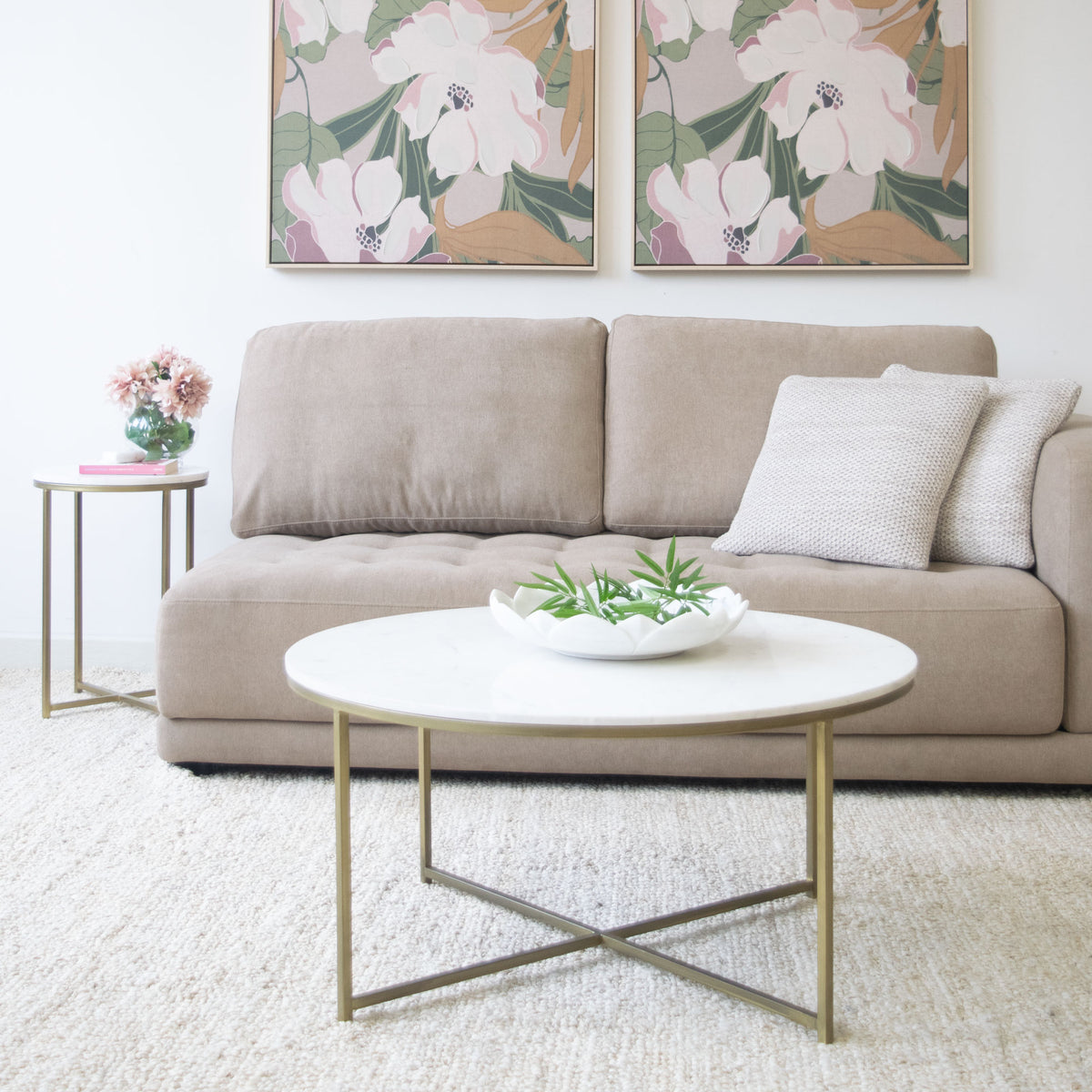 Ella Marble Side Table - Brass