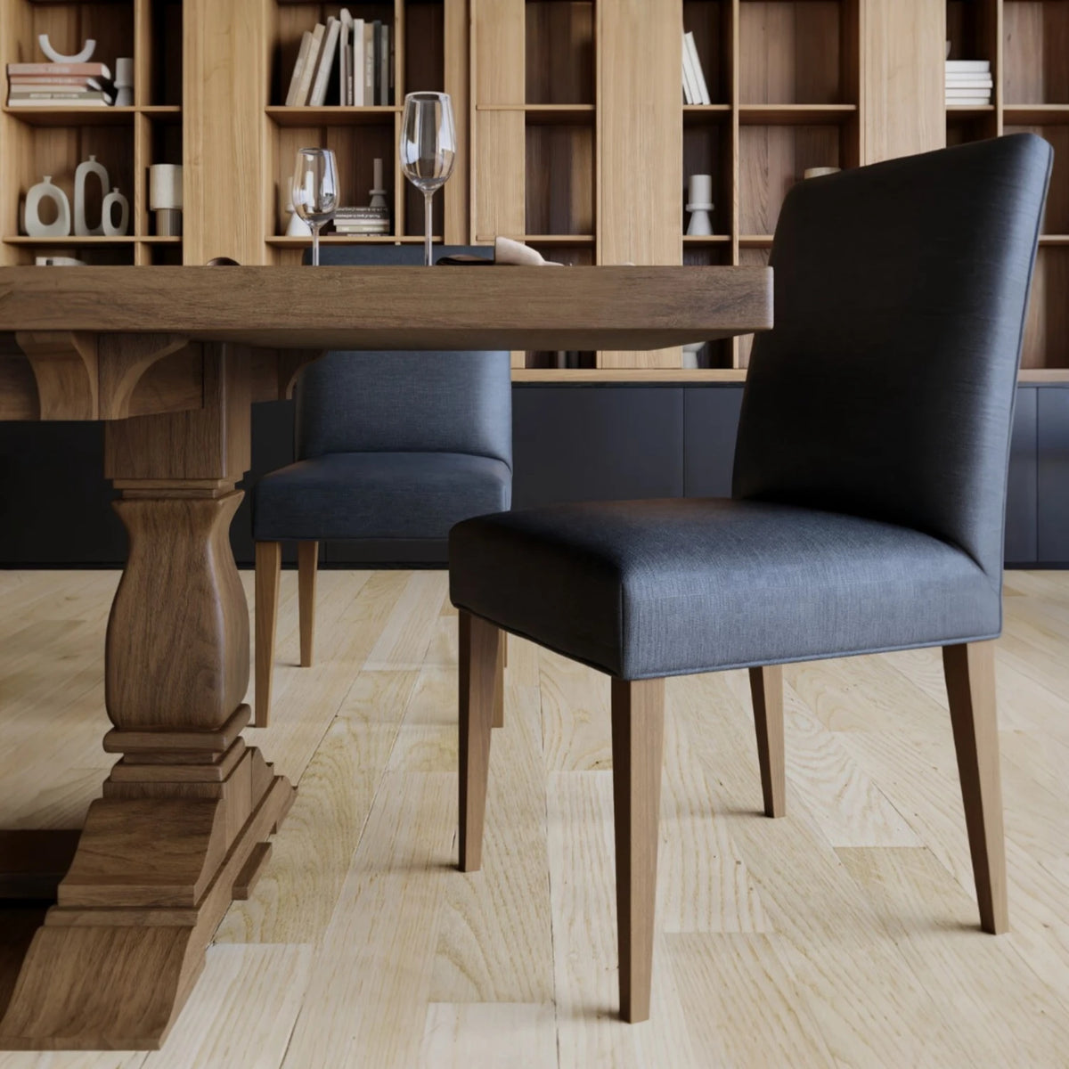 Arizona Dining Chair - Charcoal / Honey Leg