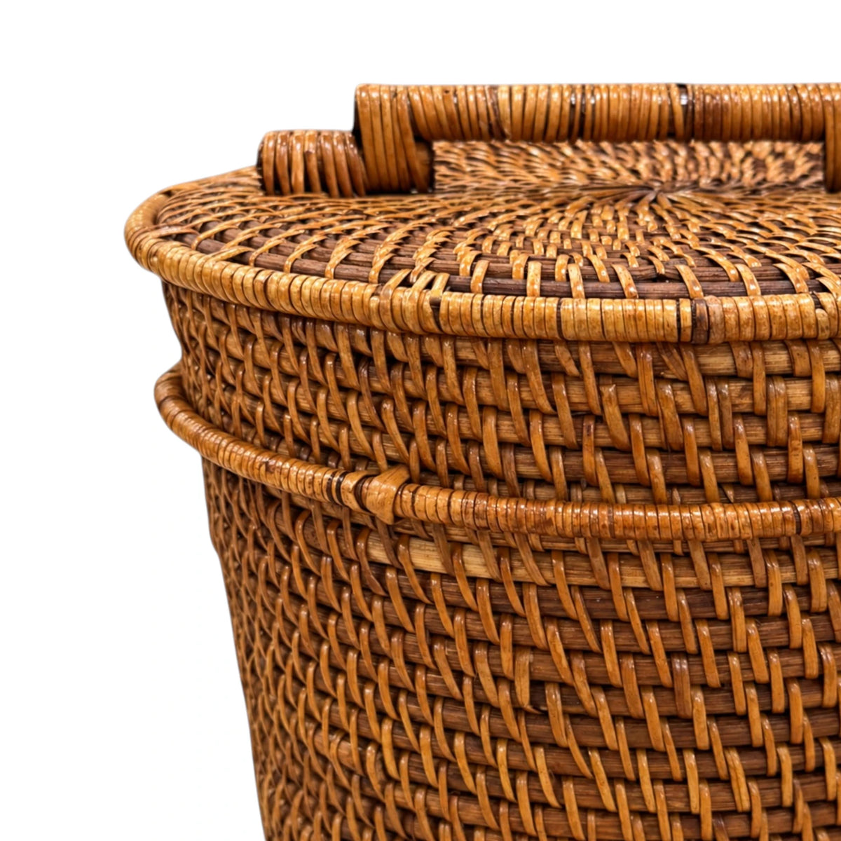Bahama Rattan Basket with Lid - Brown