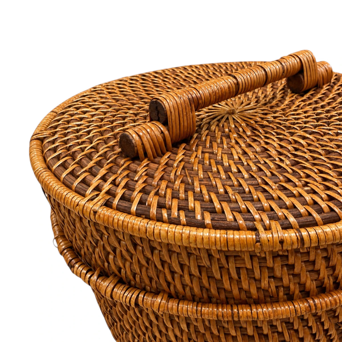 Bahama Rattan Basket with Lid - Brown