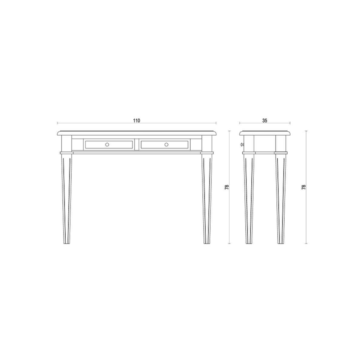 Brittany 2 Drawer Console 110cm - Mango Wood